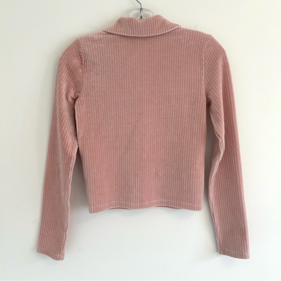 Sunday Best Pink Velour Button Down Top Size Small - Picture 5 of 11